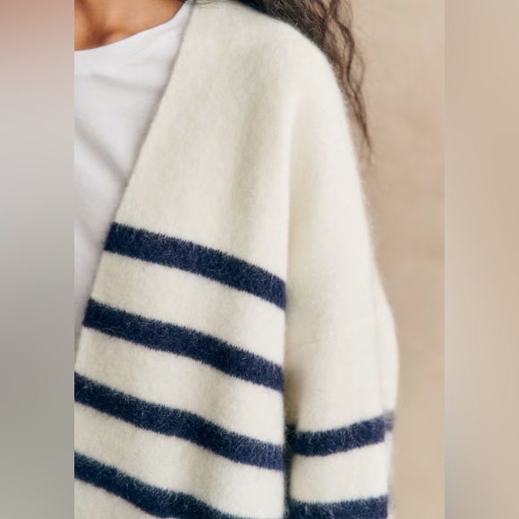 Sezane White and Navy Striped Sweater - Picture 4 of 8